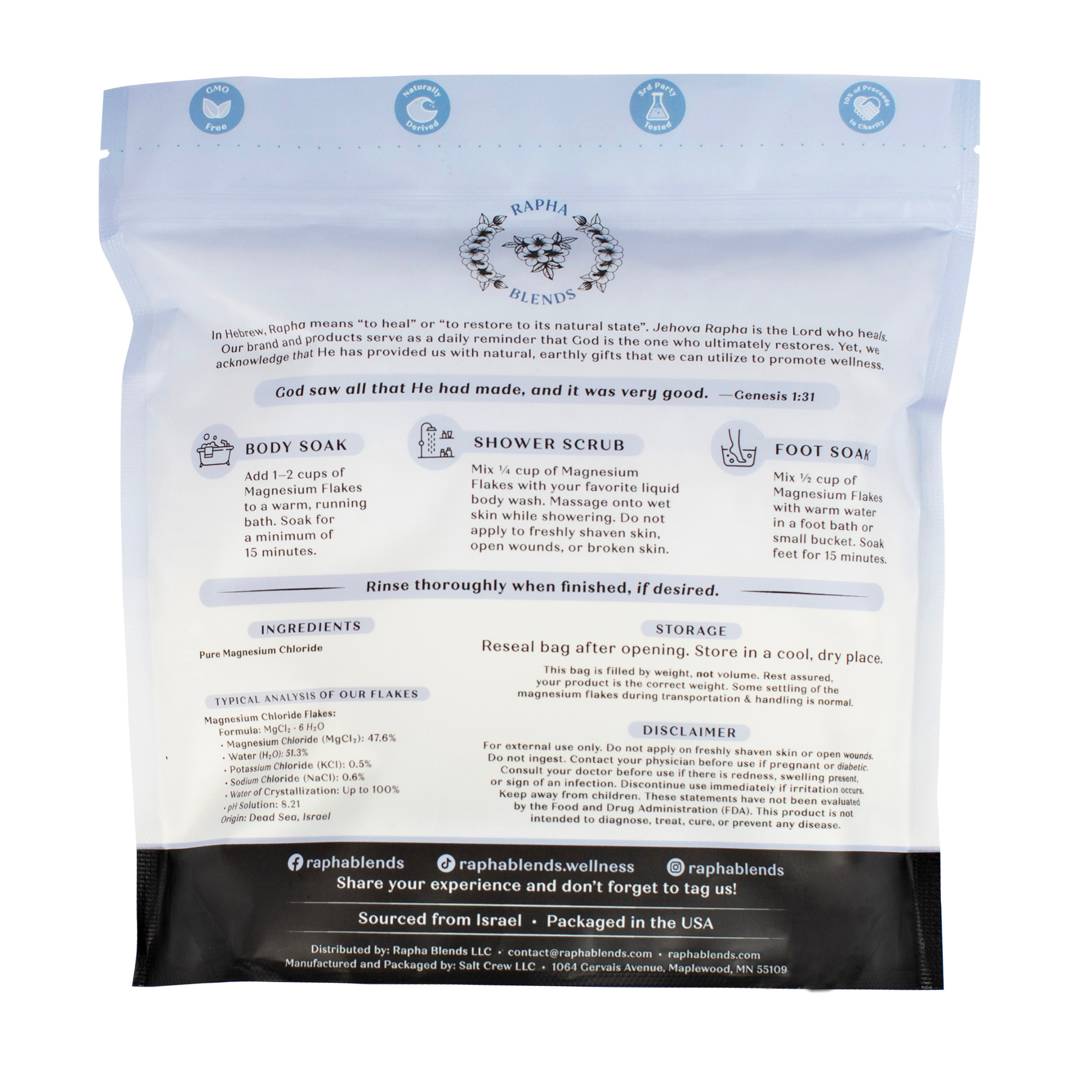 Pure Dead Sea Magnesium Chloride Flakes